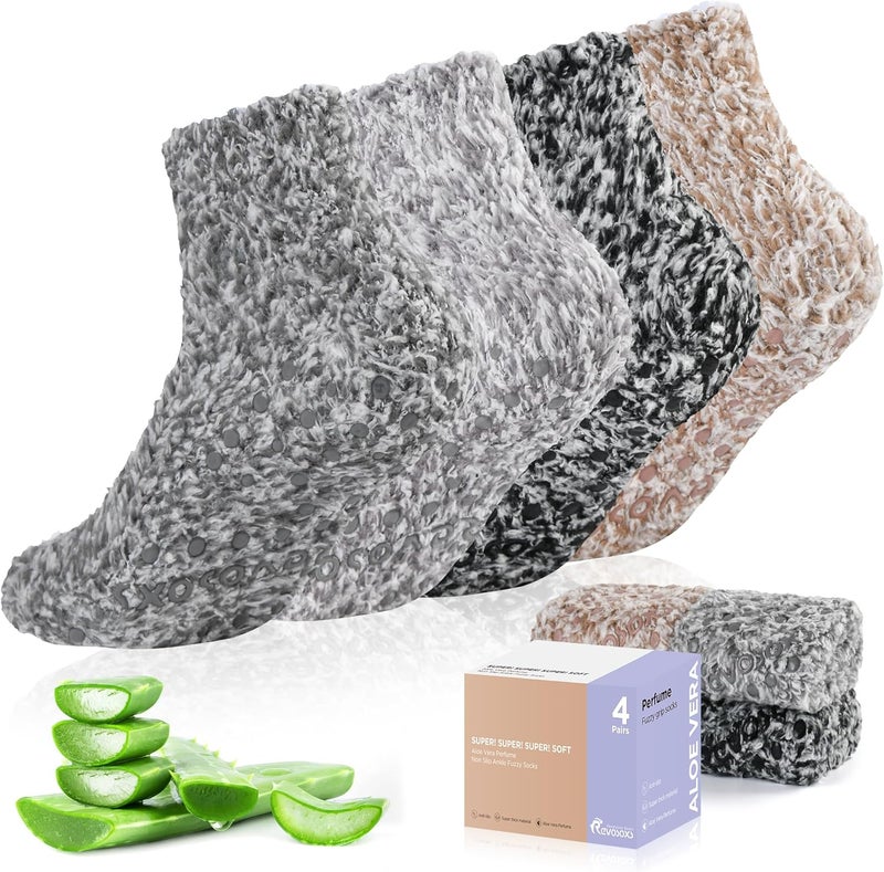 Revosoxs Fuzzy Grip Socks for Women Men,Thick Warm Slipper Cozy Fluffy Non Slip Ankle Hospital socks With Grips. - Image 1